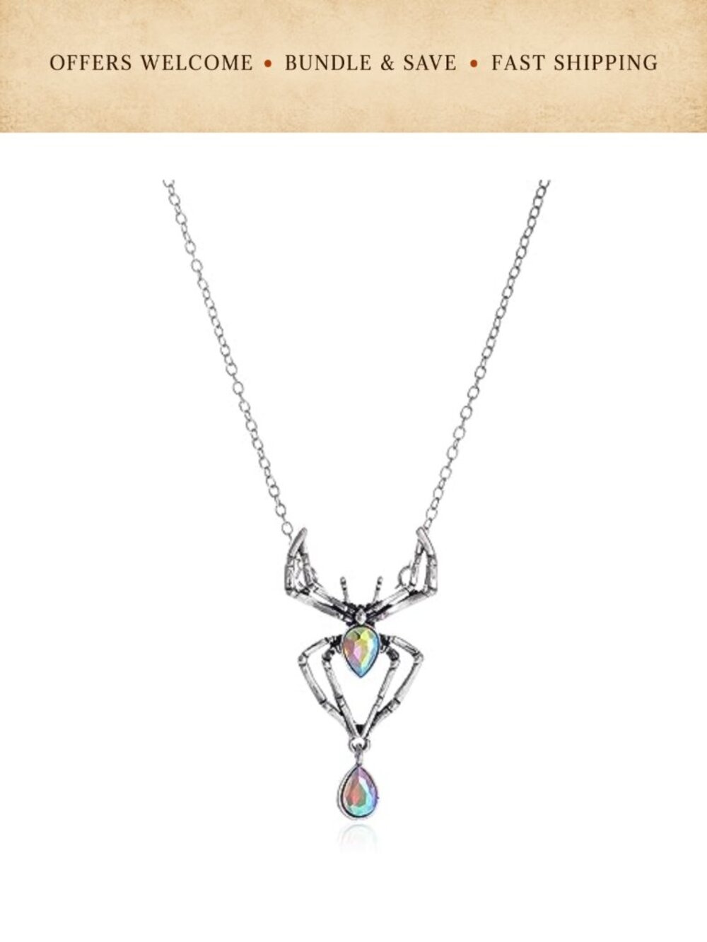 Gothic Spider Pendant Necklace Punk Style Alloy Reptile Animal Jewelry Women